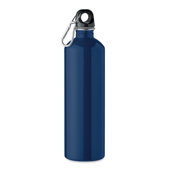Waterfles-met-karabijnhaak-Gerecycled-RVS-750-ml-bedrukken-donkerblauw