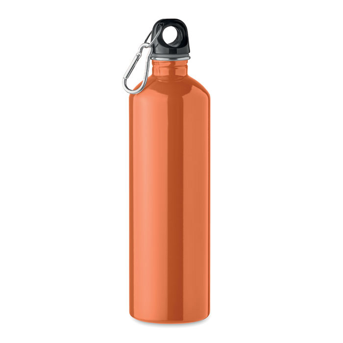 Waterfles-met-karabijnhaak-Gerecycled-RVS-750-ml-bedrukken-oranje