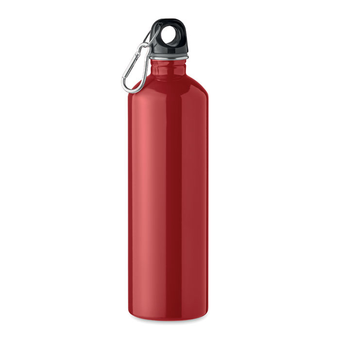 Waterfles-met-karabijnhaak-Gerecycled-RVS-750-ml-bedrukken-rood