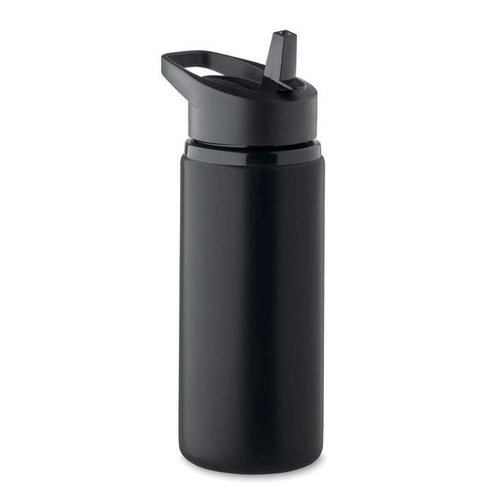 Drinkfles-met-rietje-Gerecycled-RVS-500-ml-bedrukken-zwart