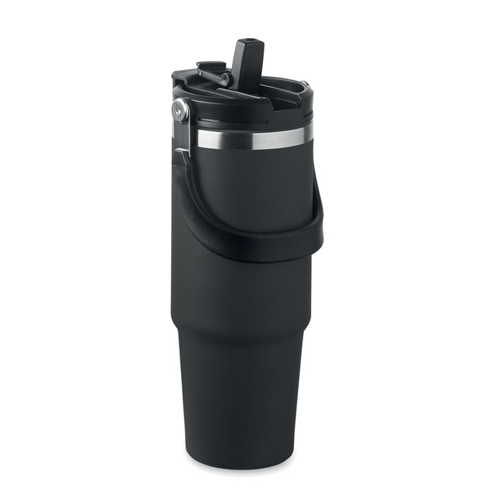 Reisbeker-met-rietje-Gerecycled-RVS-850-ml-bedrukken-zwart