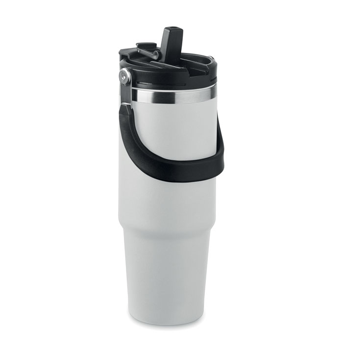 Reisbeker-met-rietje-Gerecycled-RVS-850-ml-bedrukken-wit