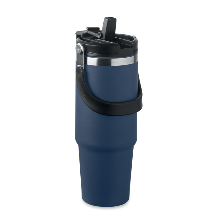 Reisbeker-met-rietje-Gerecycled-RVS-850-ml-bedrukken-donkerblauw