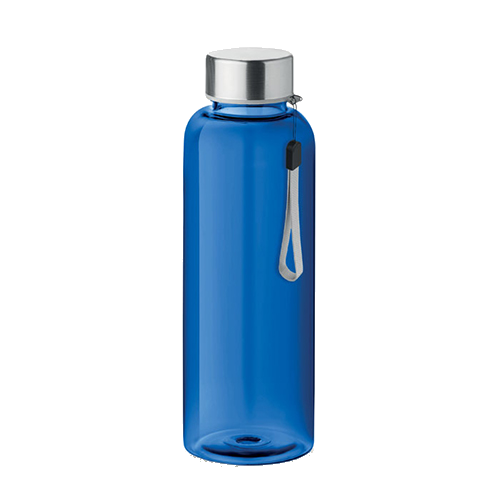 RPET-drinkfles-met-RVS-dop-en-draaglus-500-ml-bedrukken-blauw