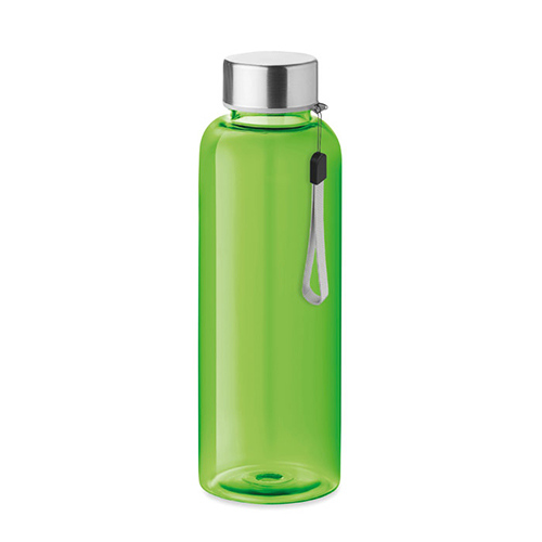 RPET-drinkfles-met-RVS-dop-en-draaglus-500-ml-bedrukken-groen