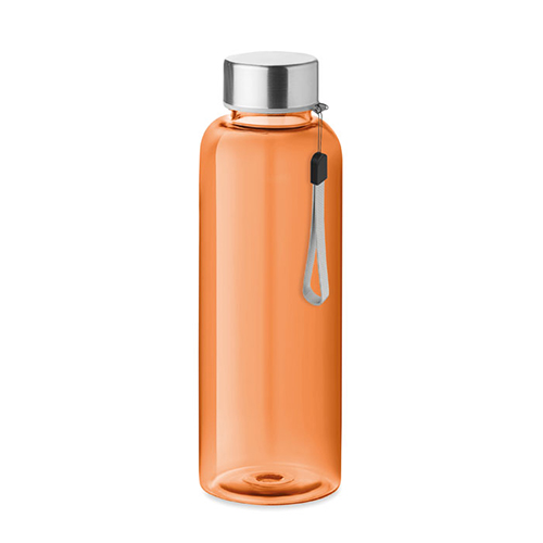 RPET-drinkfles-met-RVS-dop-en-draaglus-500-ml-bedrukken-oranje