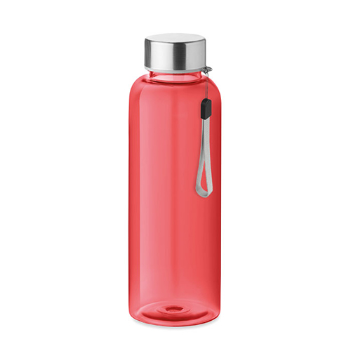 RPET-drinkfles-met-RVS-dop-en-draaglus-500-ml-bedrukken-rood