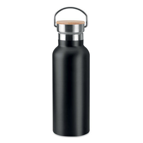Thermosfles-met-bamboe-dop-RVS-500-ml-bedrukken-zwart