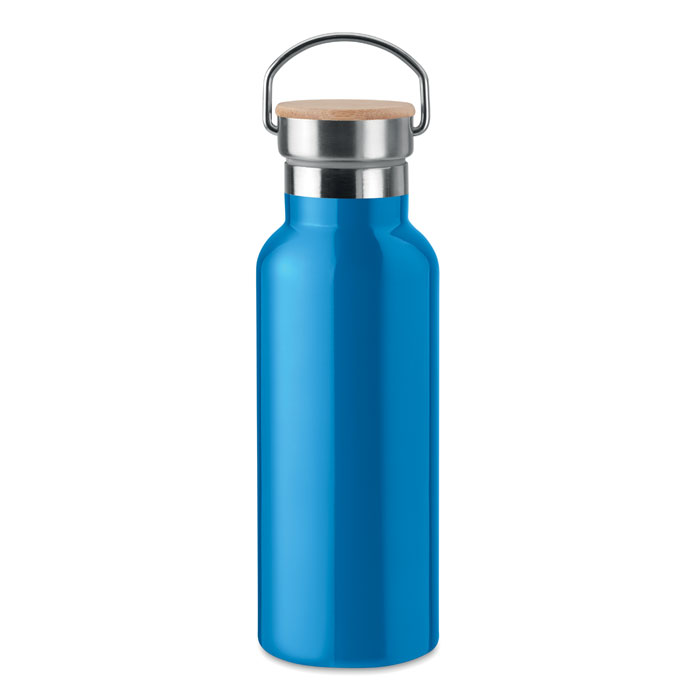 Thermosfles-met-bamboe-dop-RVS-500-ml-bedrukken-lichtblauw