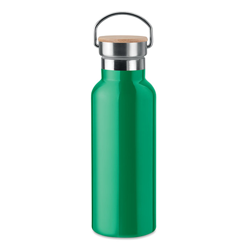 Thermosfles-met-bamboe-dop-RVS-500-ml-bedrukken-groen