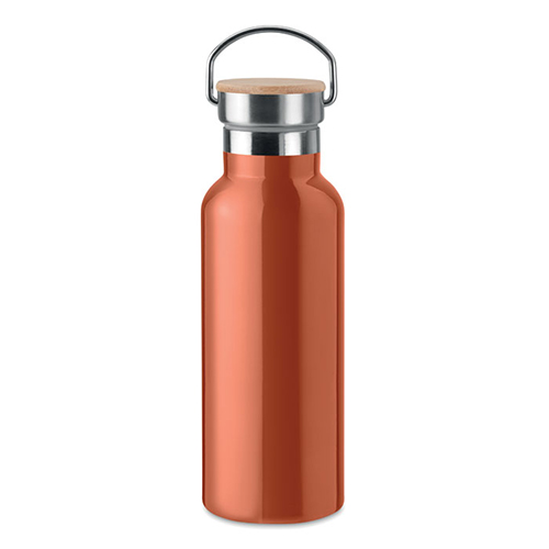 Thermosfles-met-bamboe-dop-RVS-500-ml-bedrukken-oranje