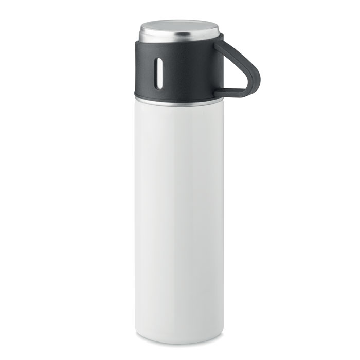 RVS-thermosfles-met-beker-420-ml-bedrukken-wit