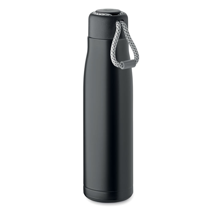 Thermosfles-met-draaglus-Gerecycled-RVS-500-ml-bedrukken-zwart