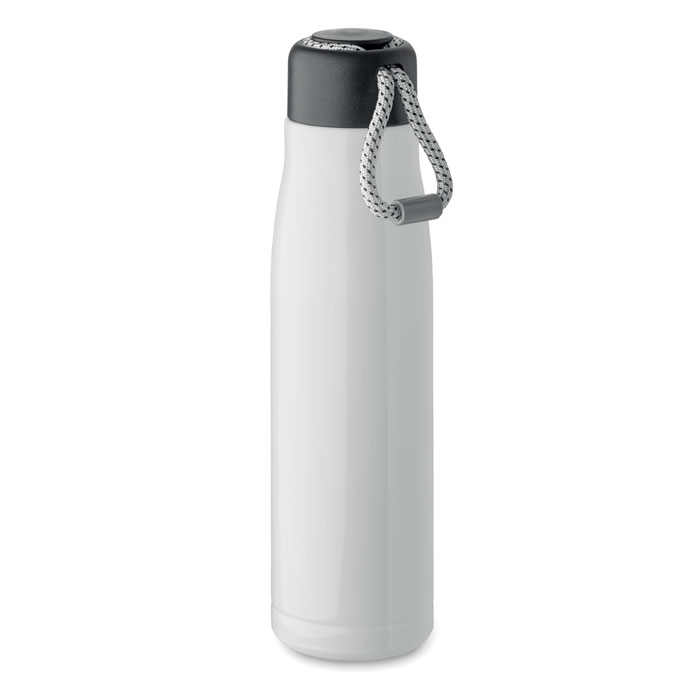 Thermosfles-met-draaglus-Gerecycled-RVS-500-ml-bedrukken-wit