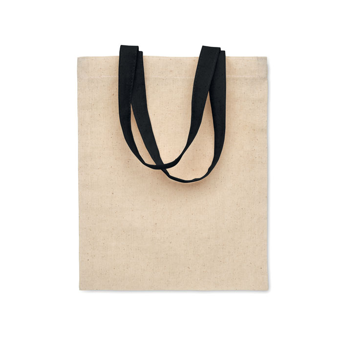 Katoenen-geschenktas-met-gekleurde-draaghengsels-140-gm-17-x-22-cm-bedrukken-zwart