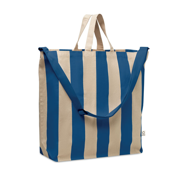 Gestreepte-strandtas-Gerecycled-katoen-280-gm-46-x-60-cm-bedrukken-blauw