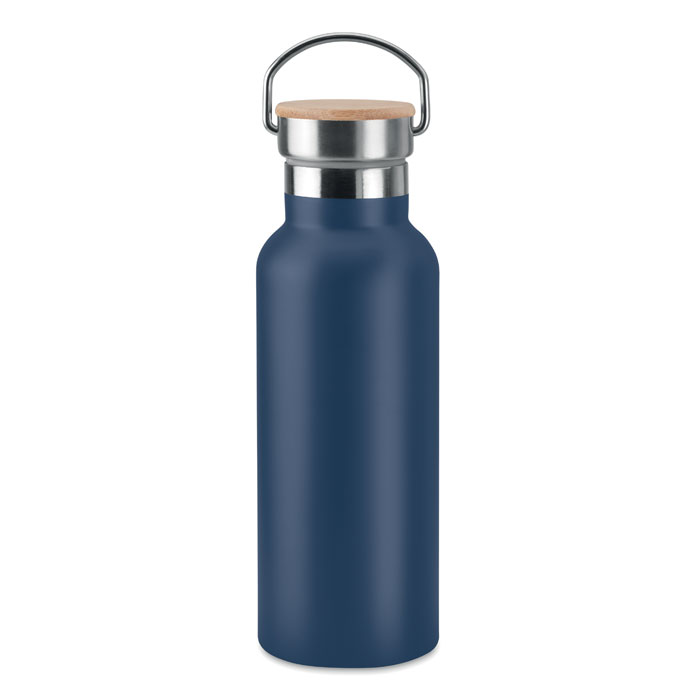 Thermosfles-met-bamboe-dop-RVS-500-ml-bedrukken-donkerblauw