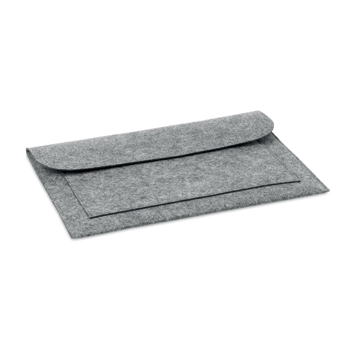 Laptophoes-met-voorvak-en-klittenbandlsuiting-RPET-vilt-15-inch-bedrukken-grijs