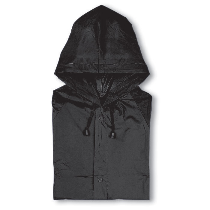 Regenjas-met-capuchon-en-drukknoopsluiting-PVC-bedrukken-zwart