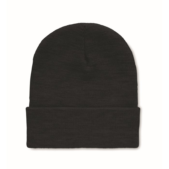 Gebreide-beanie-RPET-polyester-bedrukken-zwart