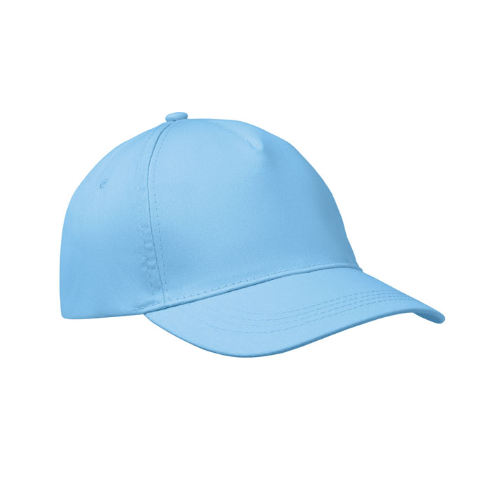 Baseball-pet-met-klittenbandsluiting-Katoenen-twill-150-gm-bedrukken-lichtblauw