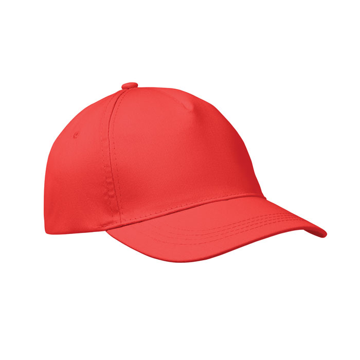 Baseball-pet-met-klittenbandsluiting-Katoenen-twill-150-gm-bedrukken-rood
