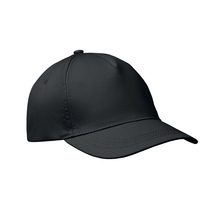 Baseball-pet-met-klittenbandsluiting-Katoenen-twill-150-gm-bedrukken-zwart