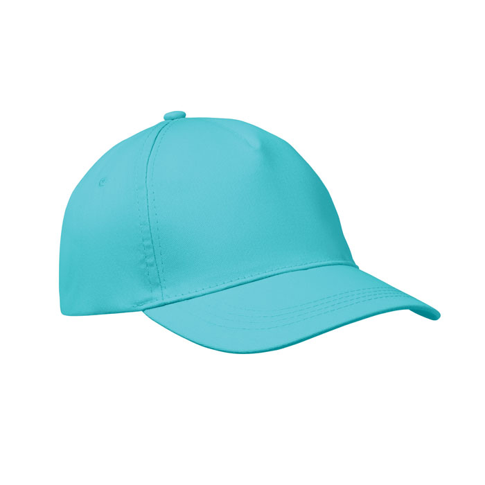 Baseball-pet-met-klittenbandsluiting-Katoenen-twill-150-gm-bedrukken-turquoise