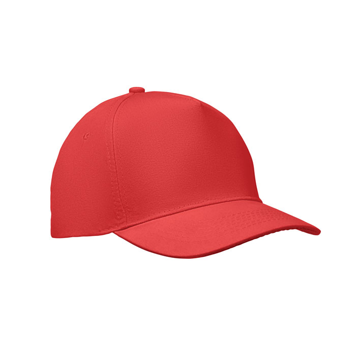 Baseball-cap-met-klittenbandsluiting-Katoenen-twill-180-gm-bedrukken-rood