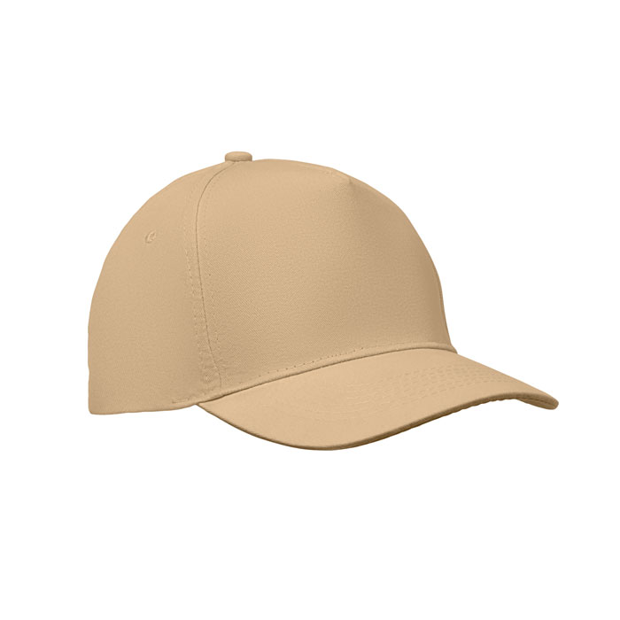 Baseball-cap-met-klittenbandsluiting-Katoenen-twill-180-gm-bedrukken-beige