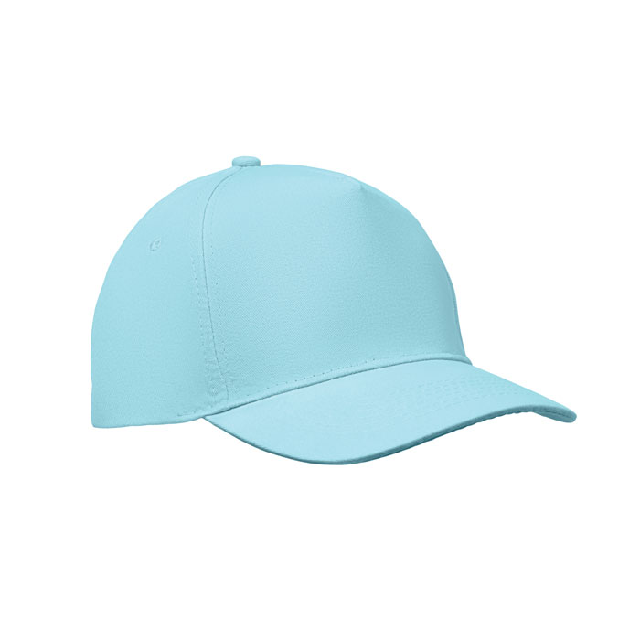 Baseball-cap-met-klittenbandsluiting-Katoenen-twill-180-gm-bedrukken-lichtblauw