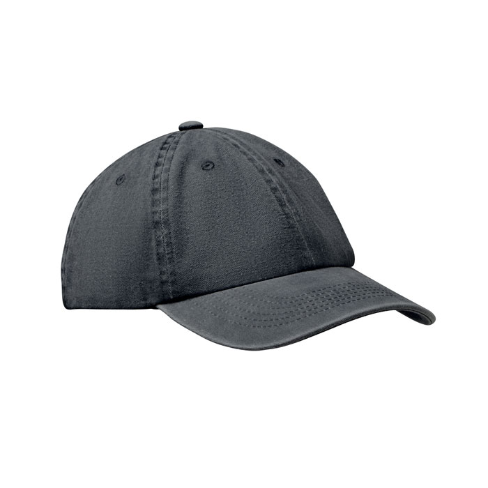 Vintage-baseball-pet-met-klittenbandsluiting-Gewassen-katoen-265-gm-bedrukken-zwart