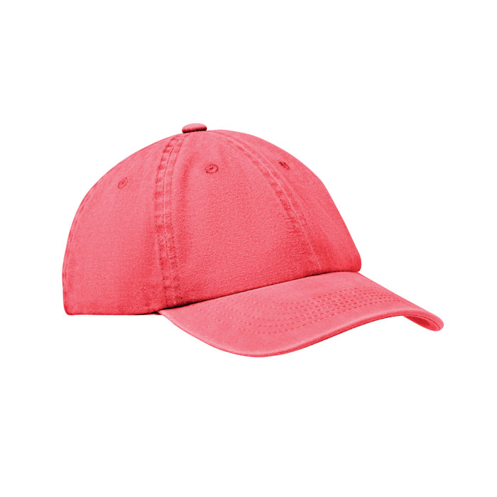 Vintage-baseball-pet-met-klittenbandsluiting-Gewassen-katoen-265-gm-bedrukken-rood