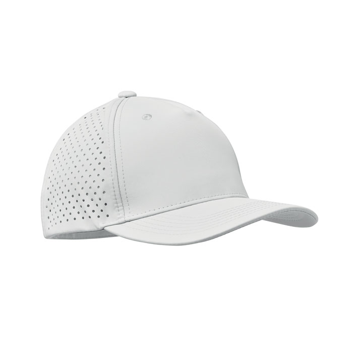 Baseball-pet-met-klittenbandsluiting-Waterafstotend-130-gm-bedrukken-wit