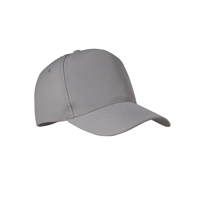 Baseball-cap-met-gespsluiting-RPET-polyester-210-gm-bedrukken-grijs