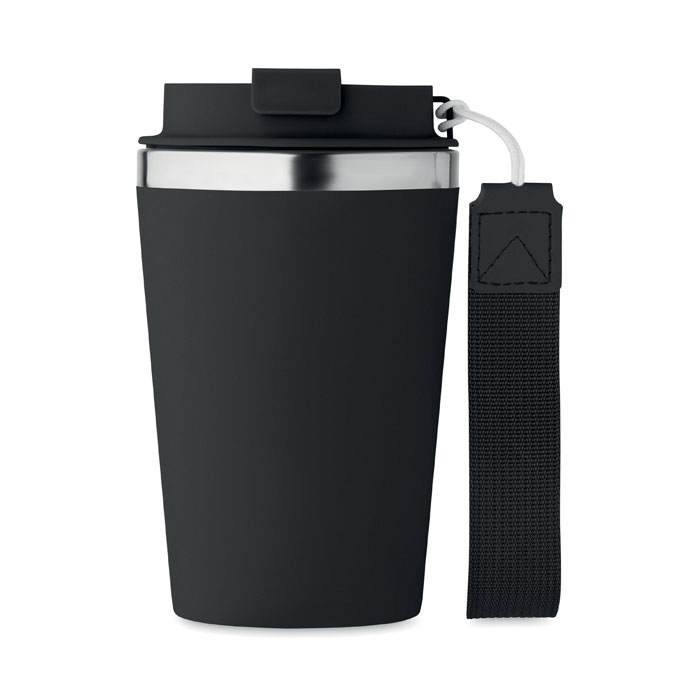 Thermosbeker-met-polsband-RVS-350-ml-bedrukken-zwart