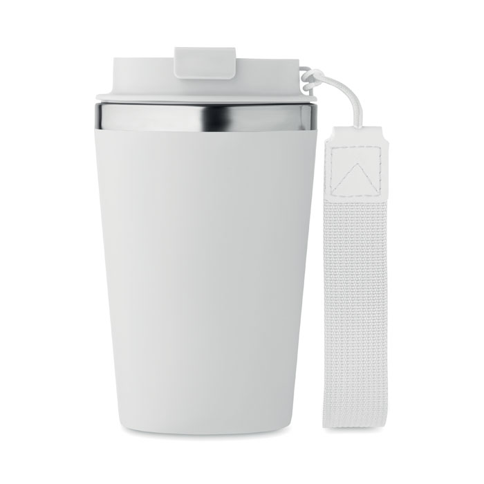Thermosbeker-met-polsband-RVS-350-ml-bedrukken-wit