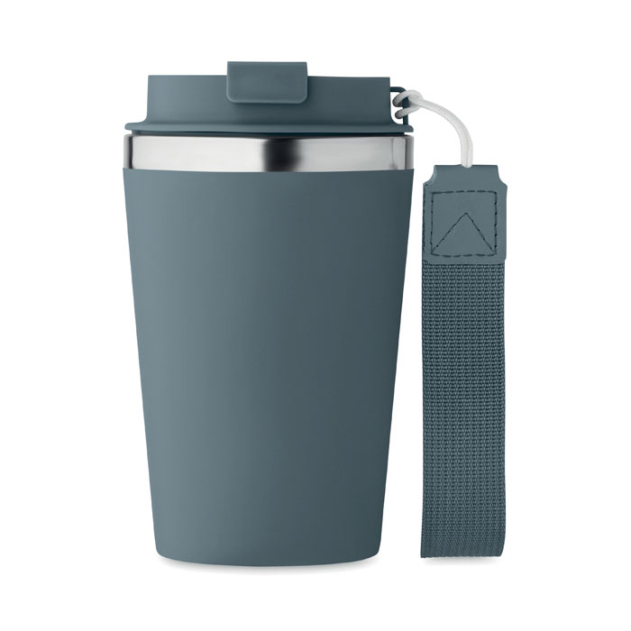 Thermosbeker-met-polsband-RVS-350-ml-bedrukken-blauw