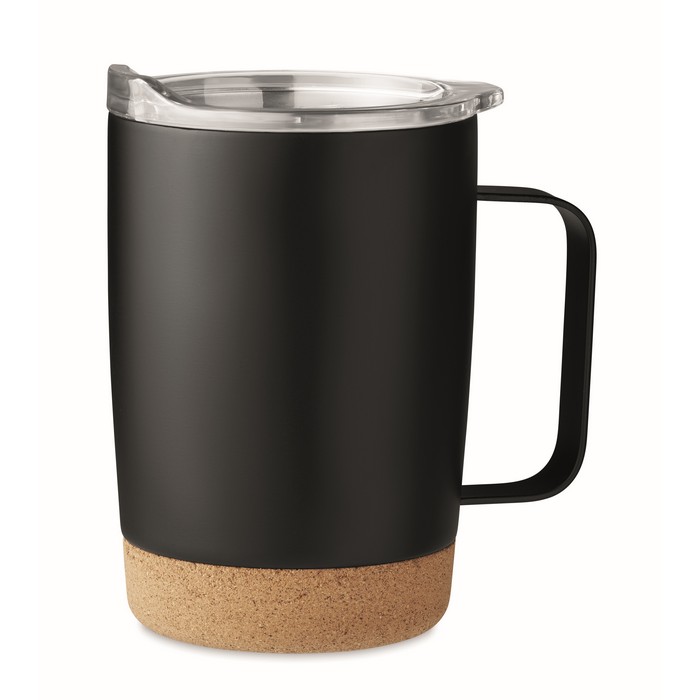 RVS-koffiebeker-met-kurken-onderkant-300-ml-bedrukken-zwart