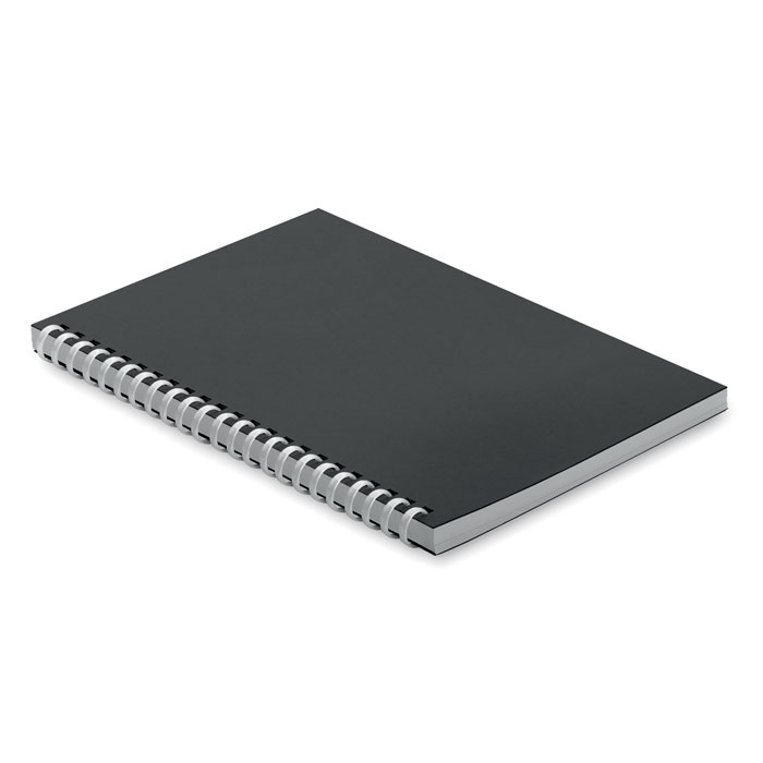 A5-notitieboek-Spiraal-gebonden-Gerecycled-karton-80-vellen-bedrukken-zwart
