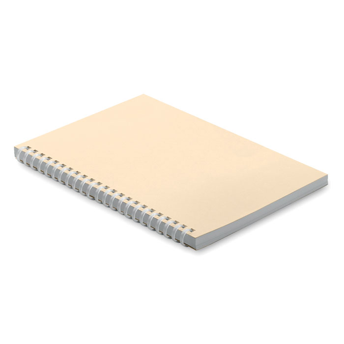 A5-notitieboek-Spiraal-gebonden-Gerecycled-karton-80-vellen-bedrukken-beige