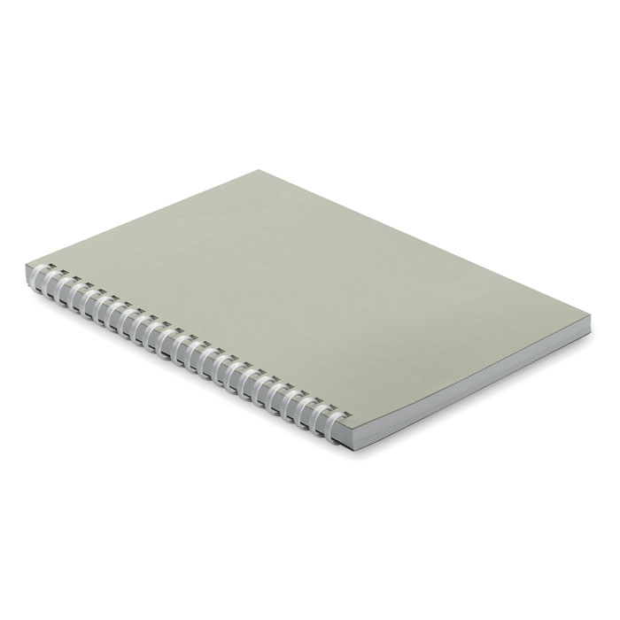 A5-notitieboek-Spiraal-gebonden-Gerecycled-karton-80-vellen-bedrukken-grijs