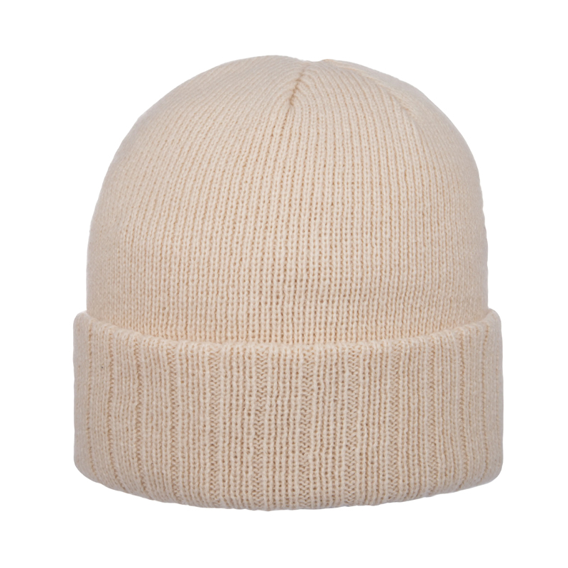 Beanie-met-borduring-Acryl-King-Cap-bedrukken-beige