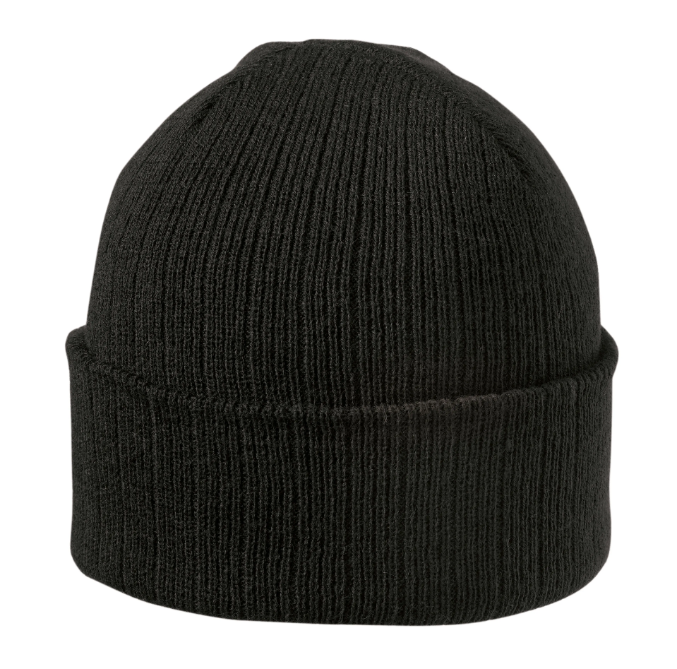 Beanie-met-rubberen-badge-Acryl-King-Cap-bedrukken-zwart