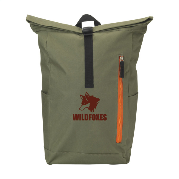 Roll-top-rugzak-Polyester-600D-18-liter-bedrukken-donkergroen-oranje