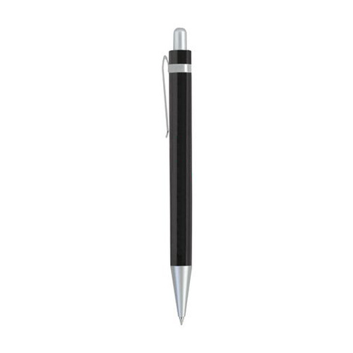 Balpen-met-stalen-clip-Blauwe-inkt-bedrukken-zwart