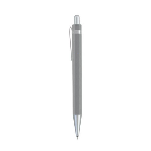 Balpen-met-stalen-clip-Blauwe-inkt-bedrukken-grijs