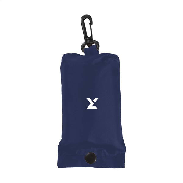 Opvouwbare-winkeltas-met-karabijnhaak-190T-polyester-bedrukken-donkerblauw
