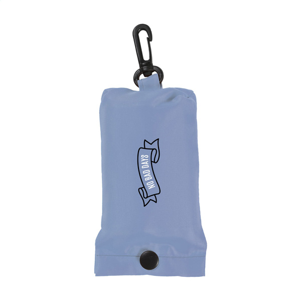 Opvouwbare-winkeltas-met-karabijnhaak-190T-polyester-bedrukken-lichtblauw