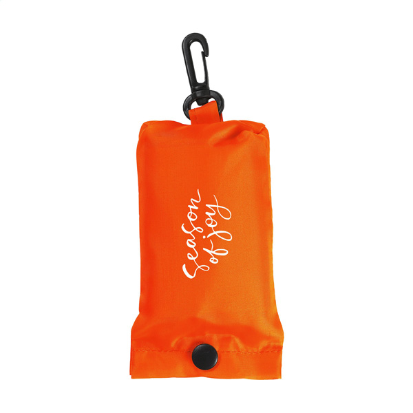 Opvouwbare-winkeltas-met-karabijnhaak-190T-polyester-bedrukken-oranje